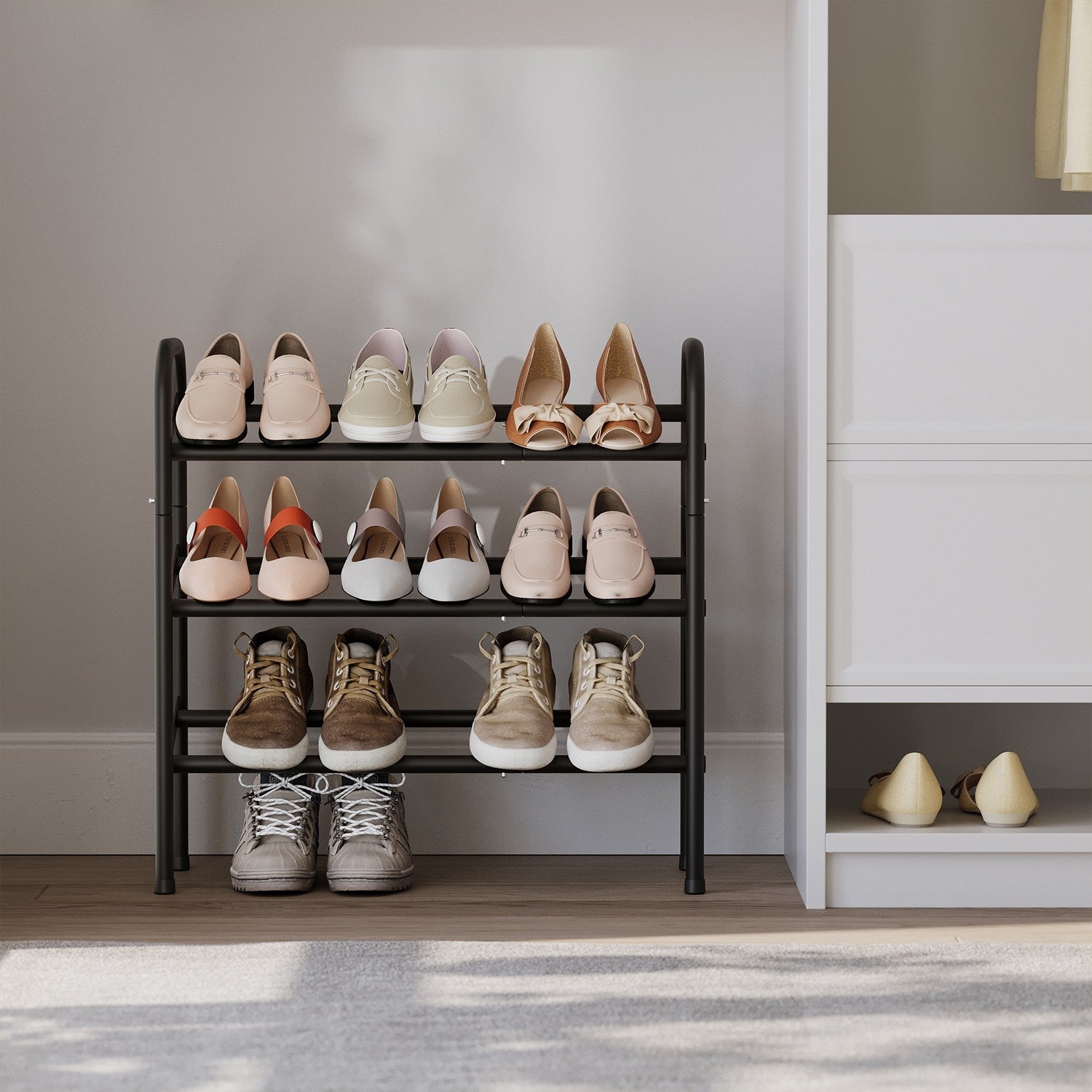 3-Tier Shoe Rack - Metal - Adjustable