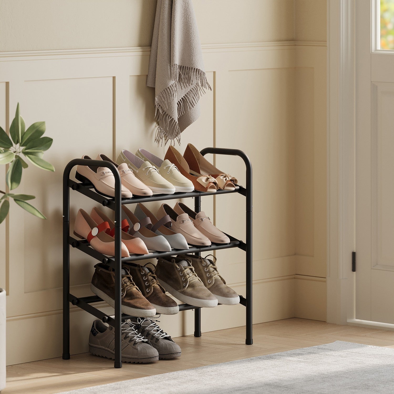3-Tier Shoe Rack - Metal - Adjustable