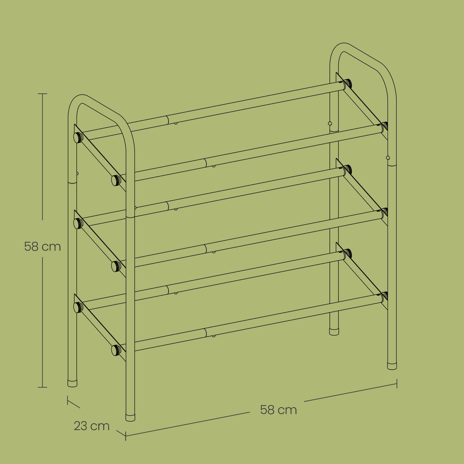 3-Tier Shoe Rack - Metal - Adjustable