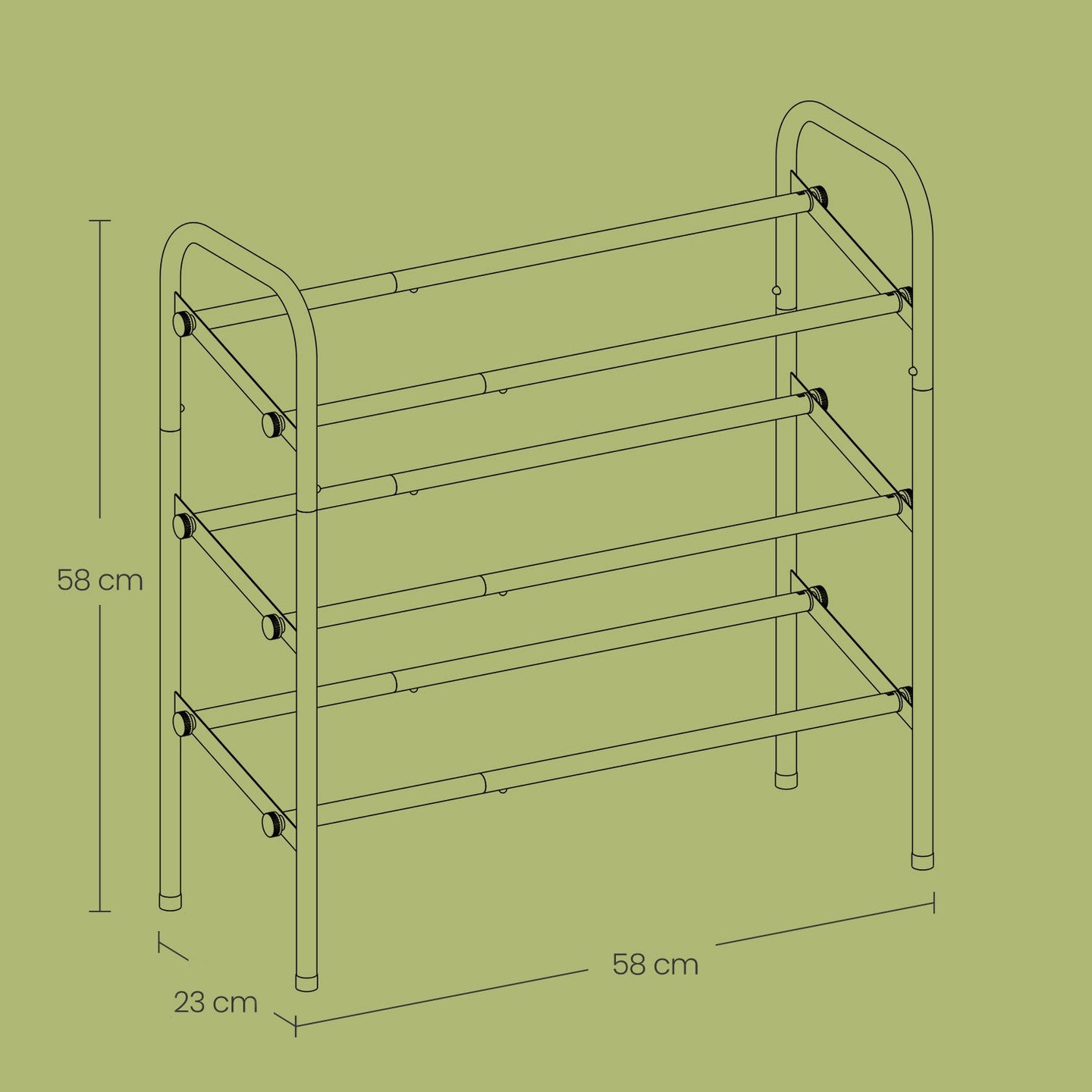 3-Tier Shoe Rack - Metal - Adjustable