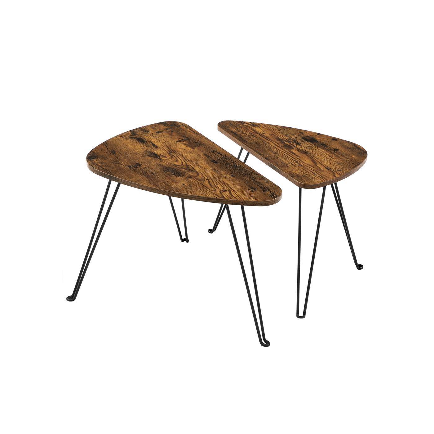 Nesting Side Tables - Wood - Rustic Brown and Black