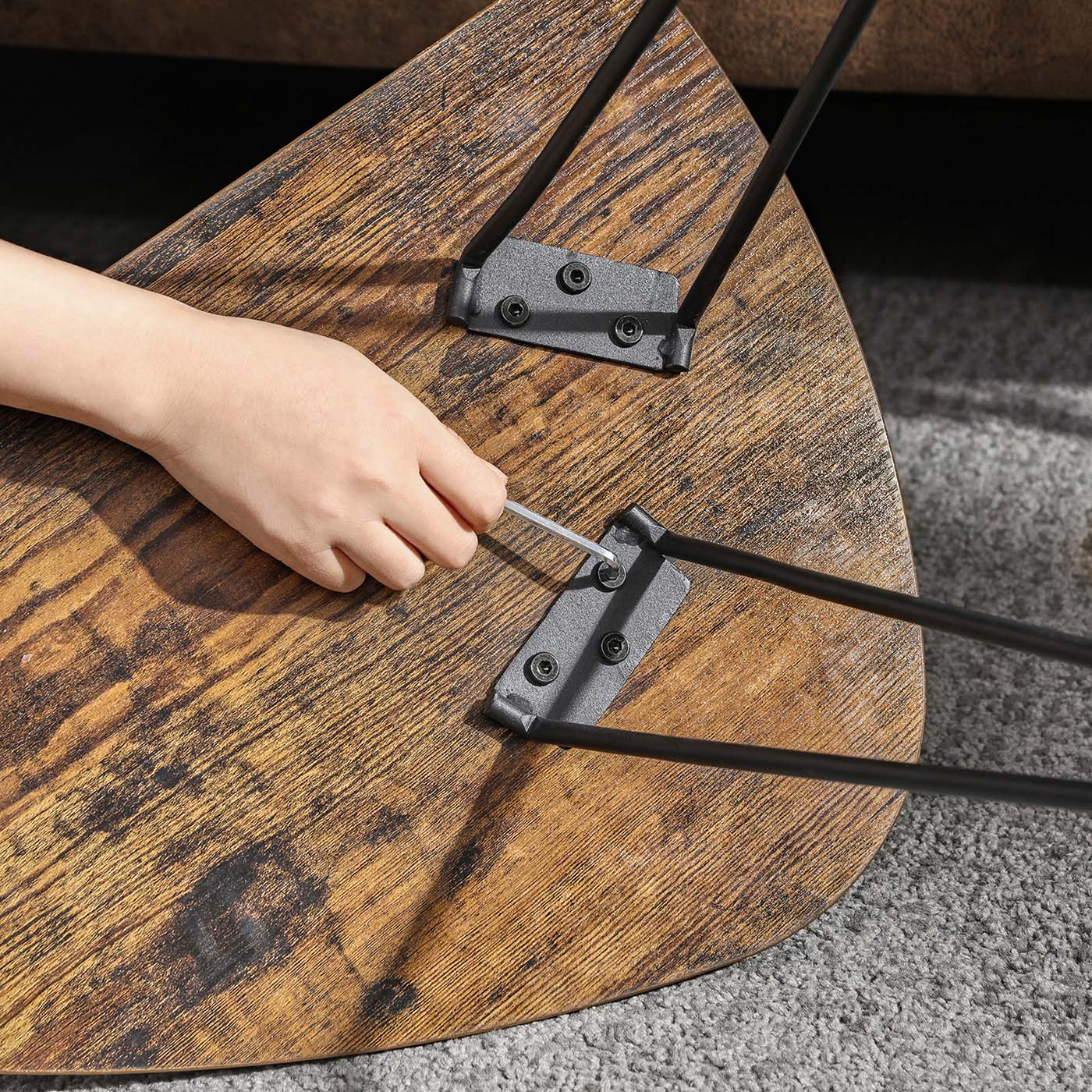 Nesting Side Tables - Wood - Rustic Brown and Black
