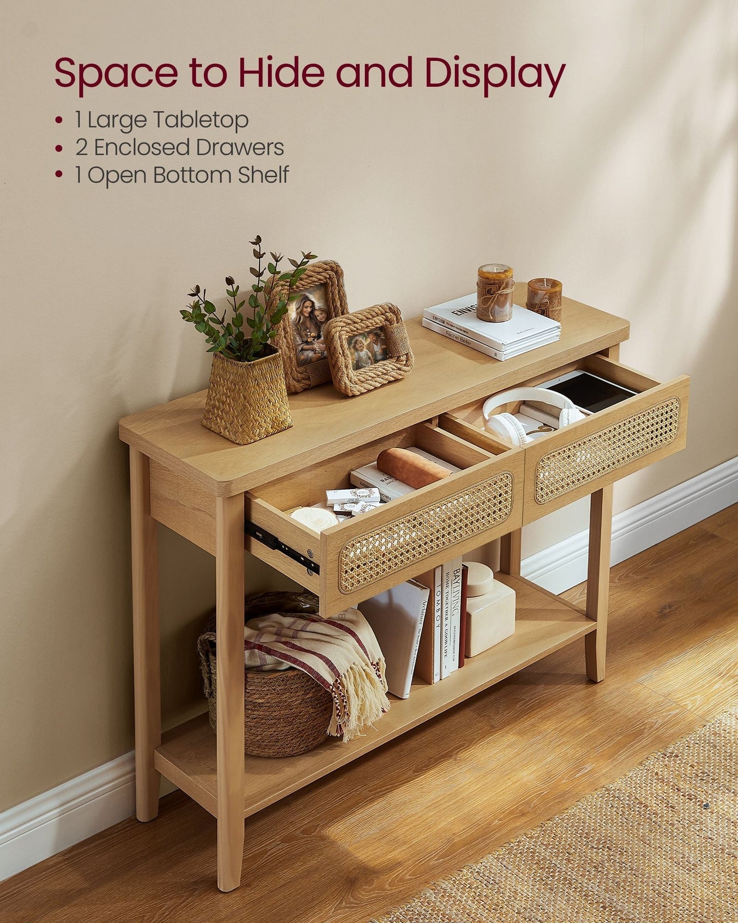 Console Table - Oak - Beige