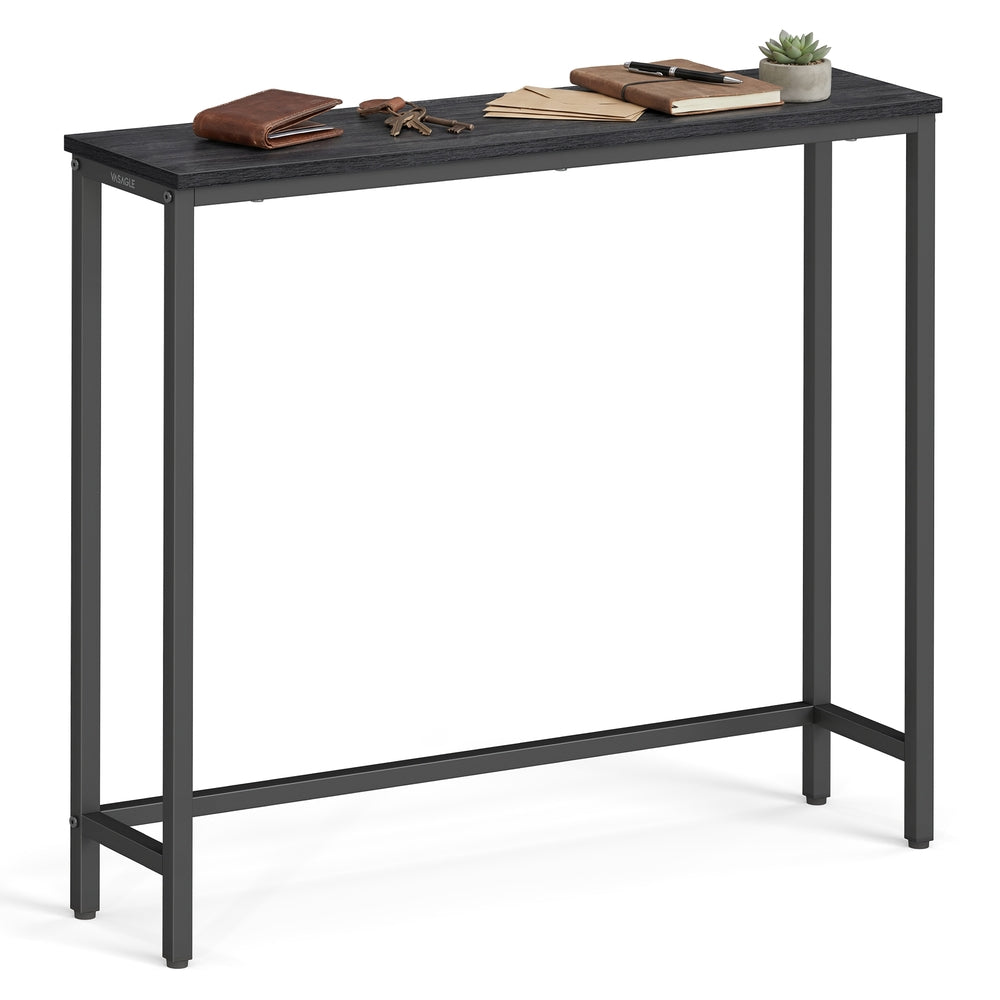 Console Table - Narrow with Storage - Black, Matte Black - 80 x 20 x 81.2 cm