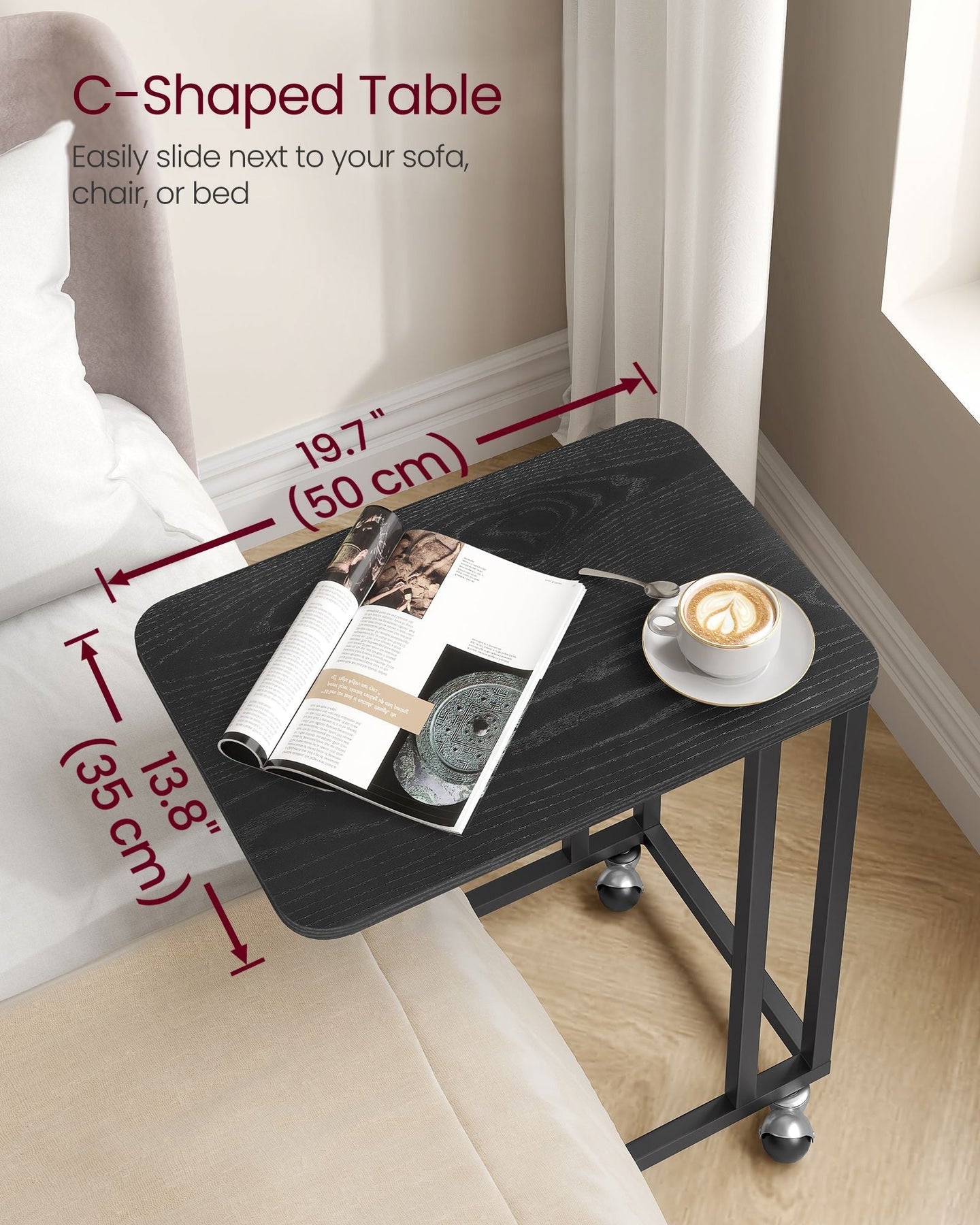 Side Table - Steel Frame - Greige and Black - Sturdy Design for Everyday Reliability