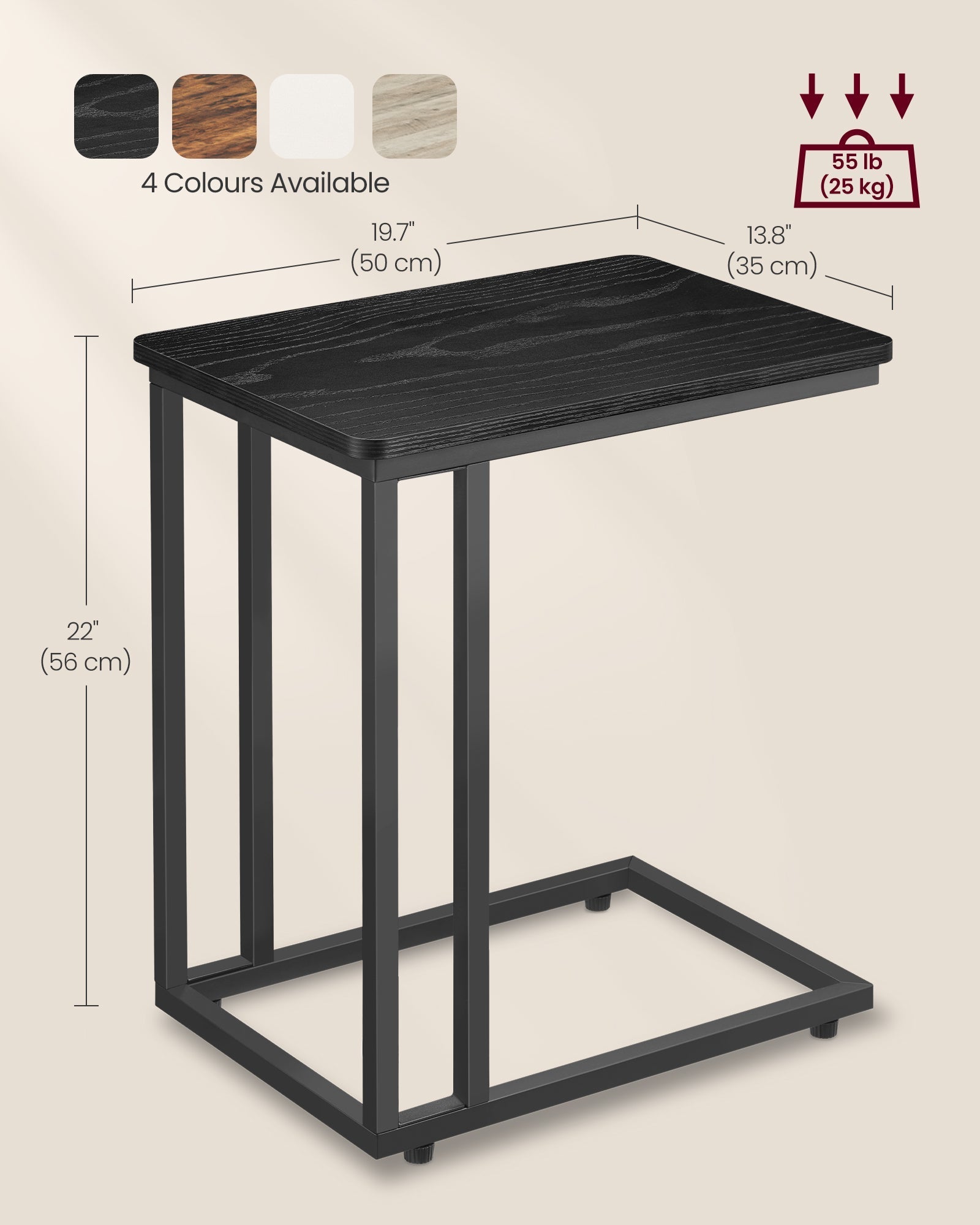 Side Table - Steel Frame - Greige and Black - Sturdy Design for Everyday Reliability
