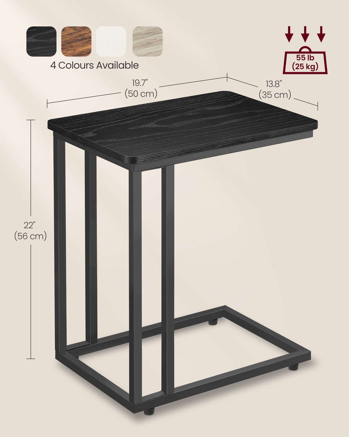 Side Table - Steel Frame - Greige and Black - Sturdy Design for Everyday Reliability