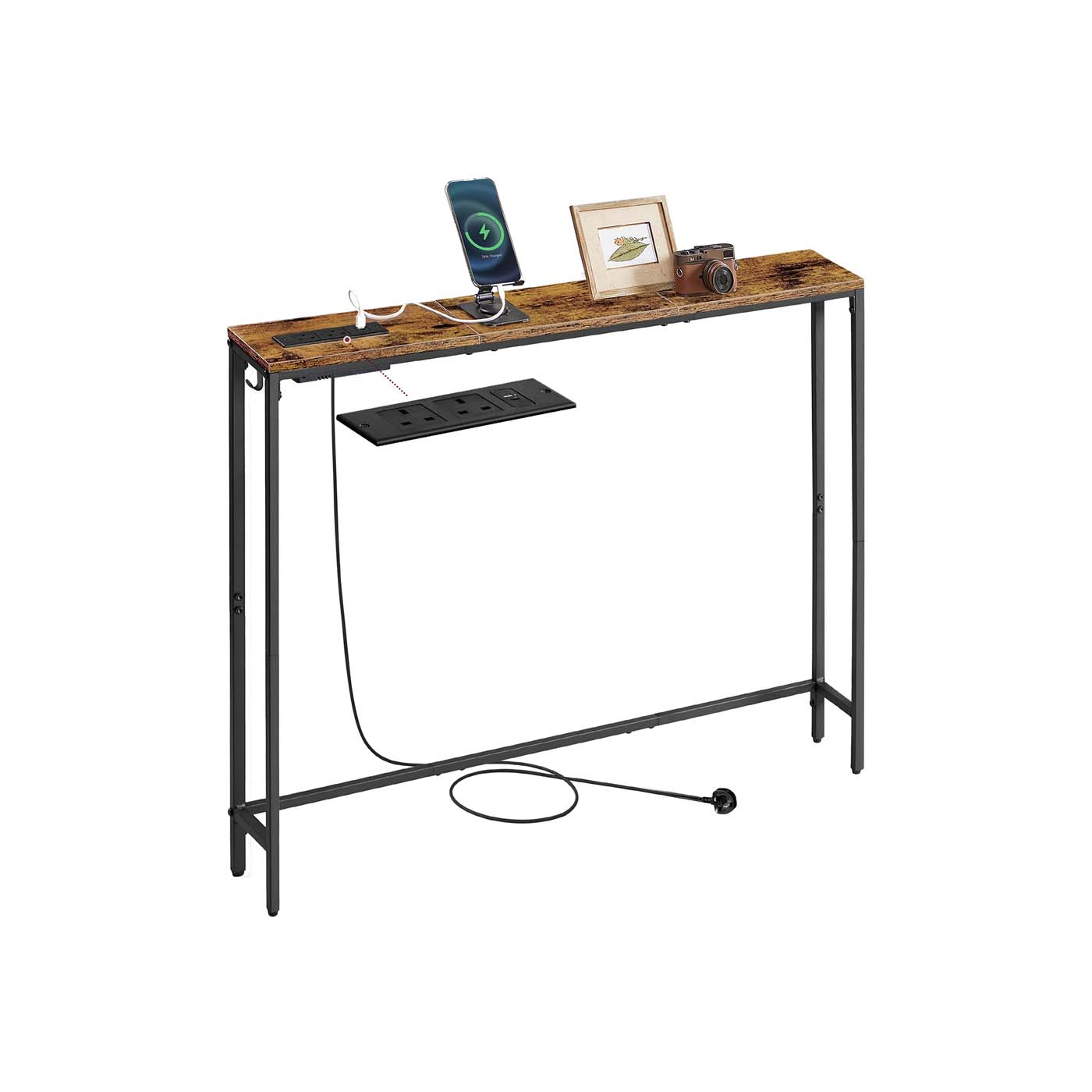 Slim Console Table - Wood - Rustic Brown