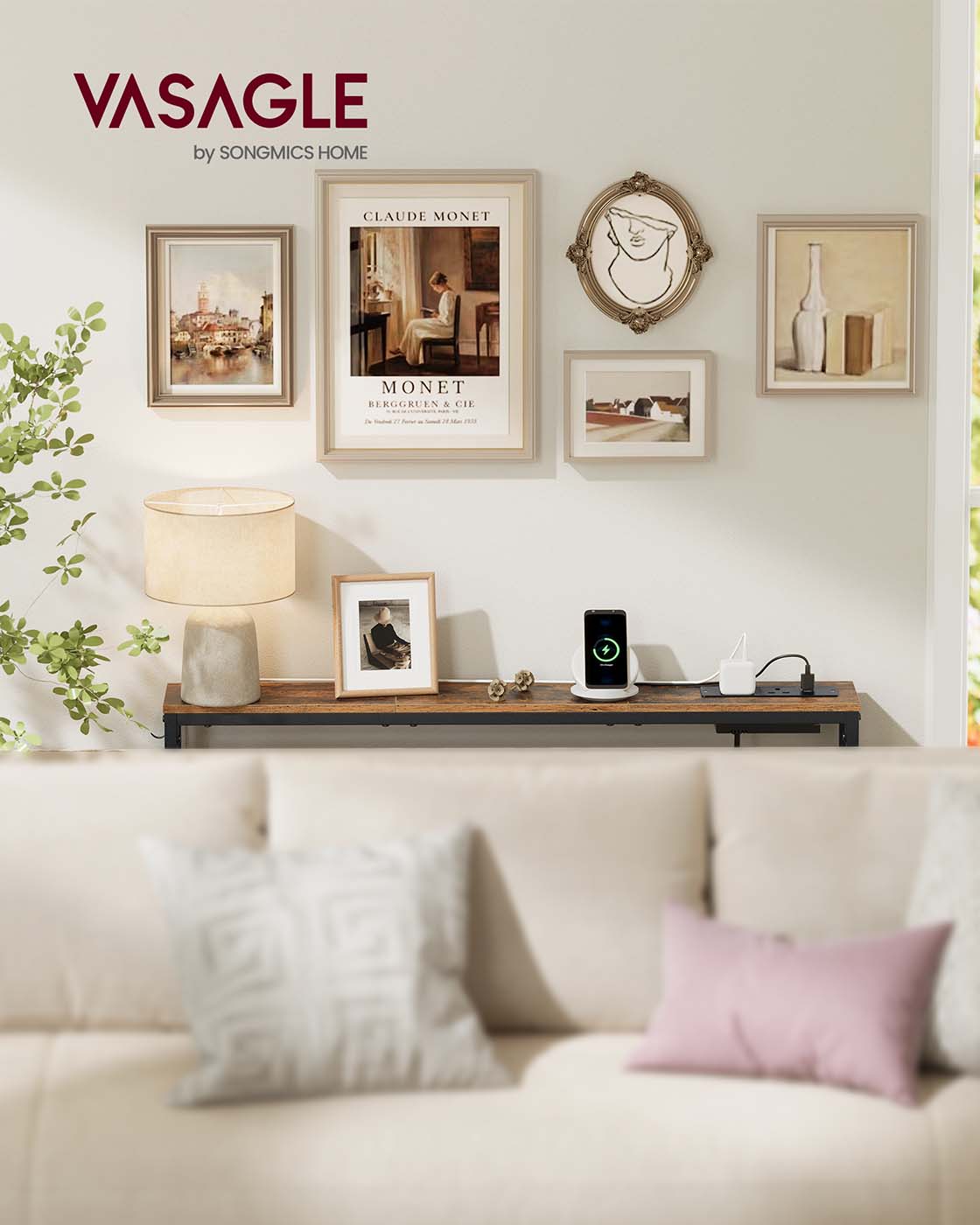 Slim Console Table - Wood - Rustic Brown