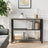 Industrial Console Table - Steel - Greige - Narrow Design with 2 Mesh Shelves