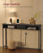 Slim Console Table - Wood - Charcoal Grey - Space-Saving with Charging Station