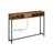 Slim Console Table - Wood - Rustic Brown - Space-Saving with Charging Station