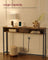 Slim Console Table - Wood - Rustic Brown - Space-Saving with Charging Station