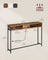 Slim Console Table - Wood - Rustic Brown - Space-Saving with Charging Station