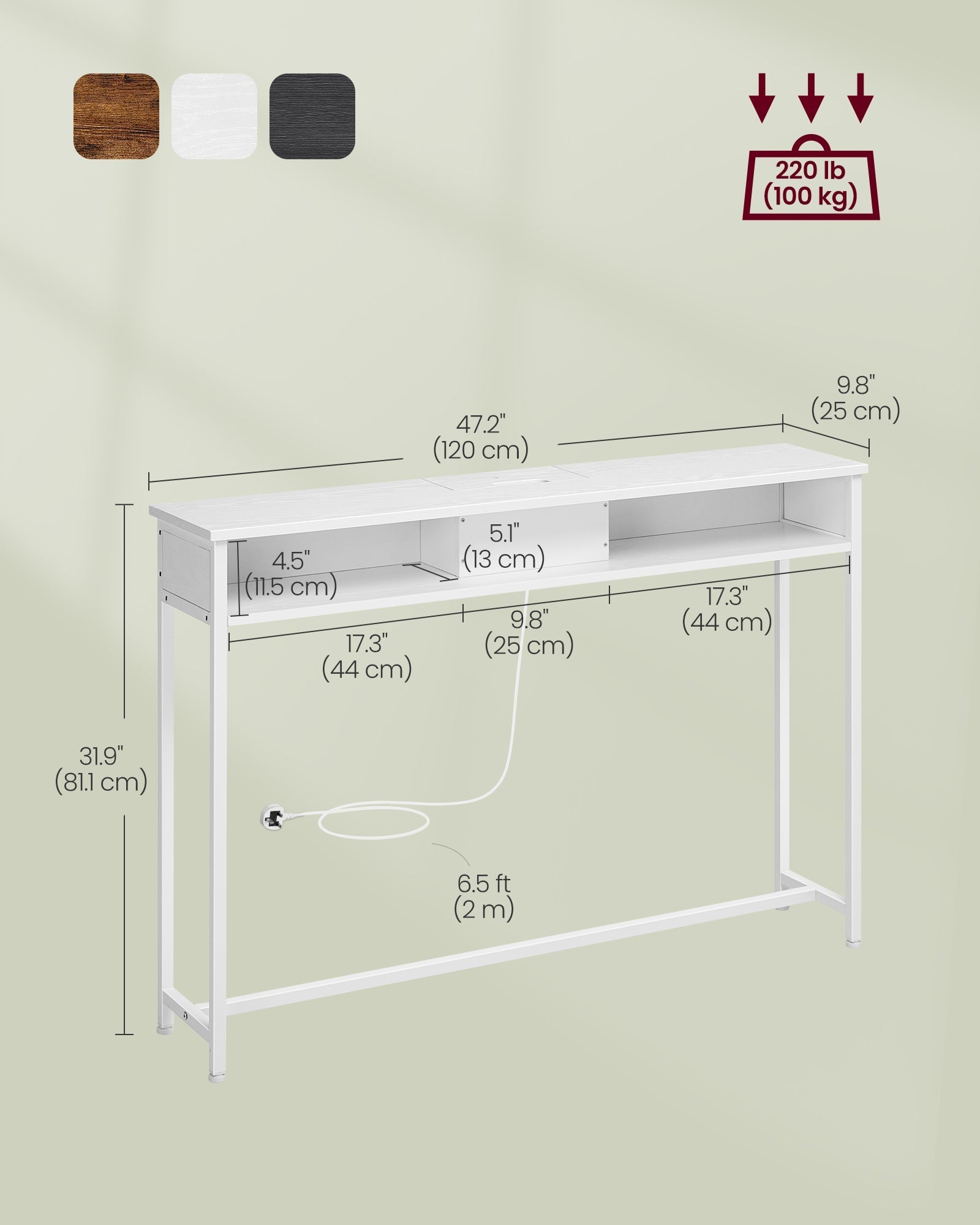 Slim Console Table - Engineered Wood - Snow White