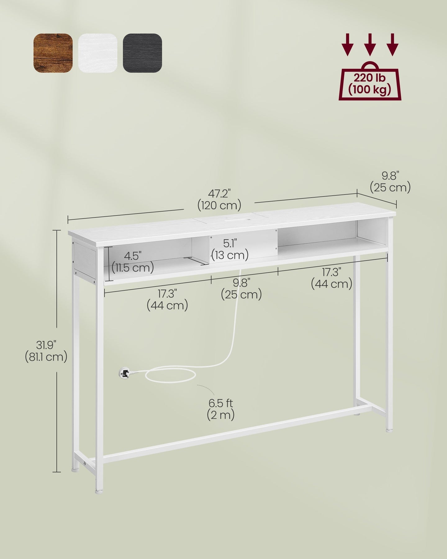 Slim Console Table - Engineered Wood - Snow White