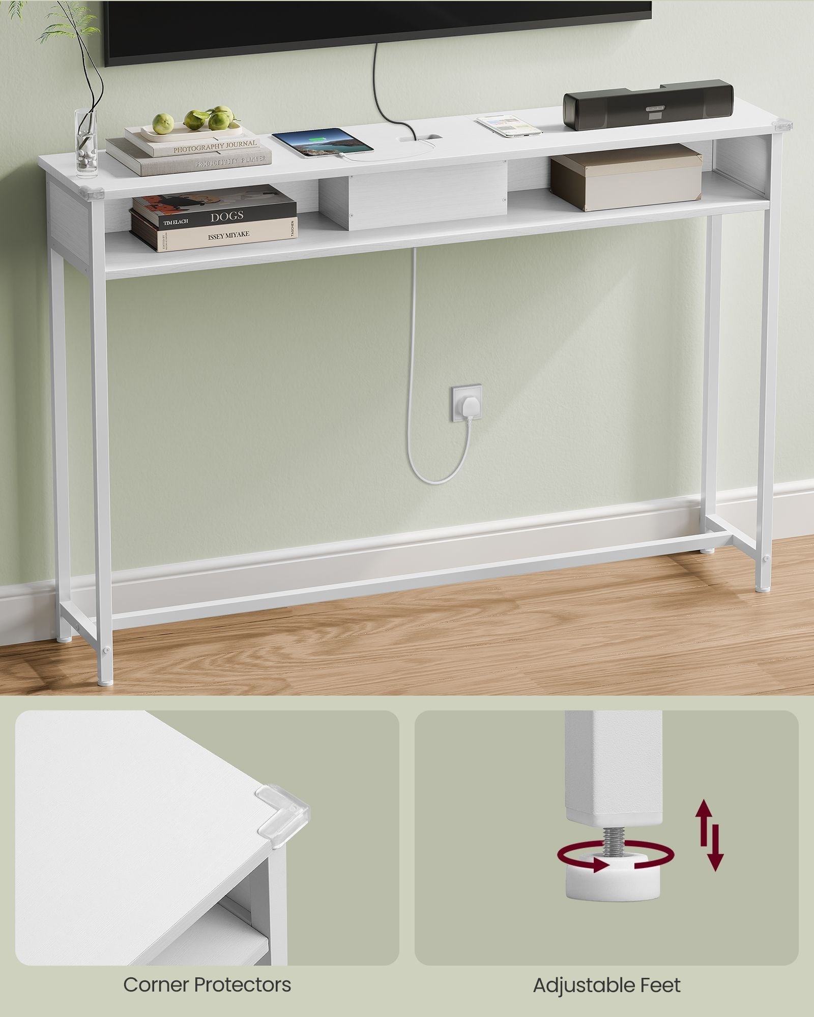 Slim Console Table - Engineered Wood - Snow White