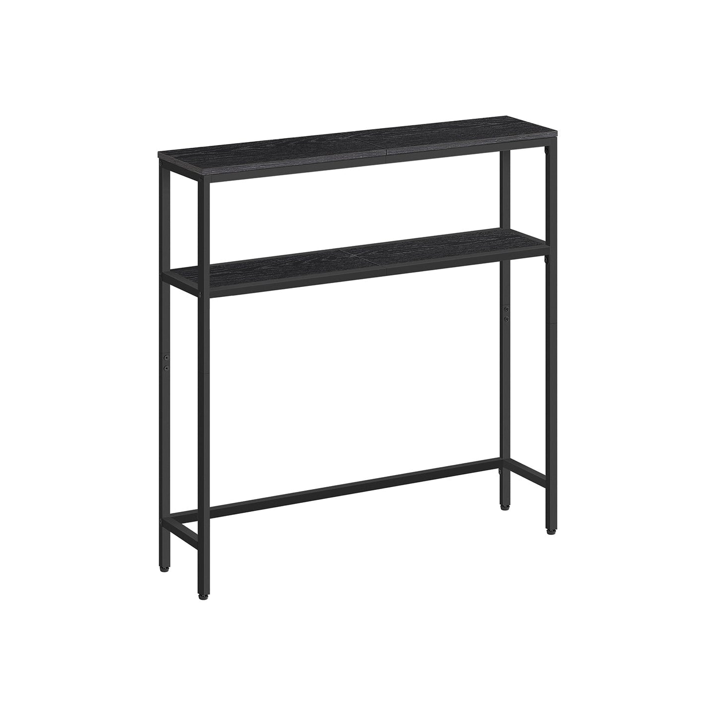 2-Tier Slim Console Table - 2 Shelves for Hallway - Engineered Wood - Charcoal Grey