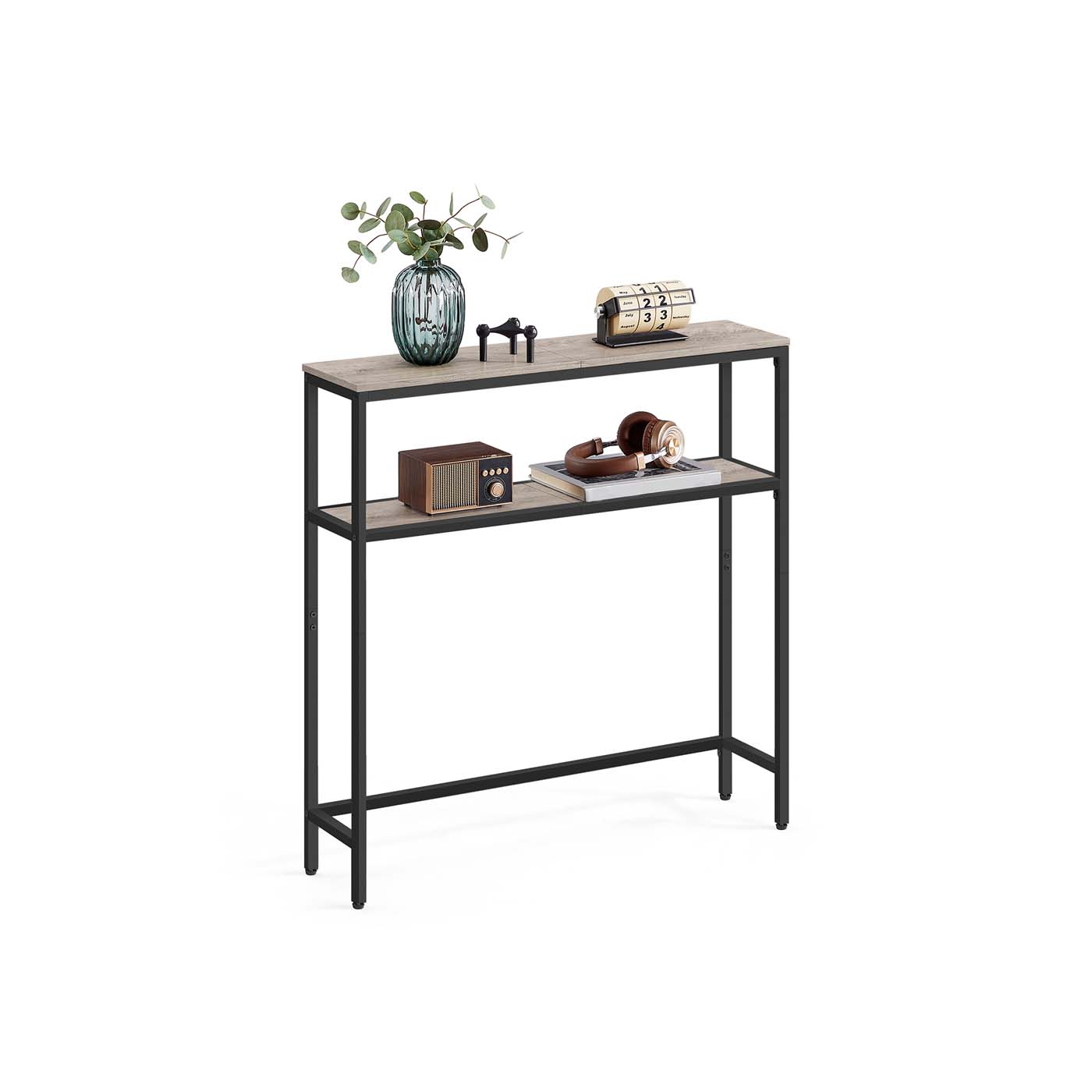 2-Tier Slim Console Table - MDF - Heather Greige - Hallway Table with 2 Shelves