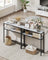 Console Table - Marble - White and Ink Black - 2-Tier Design with Shelves