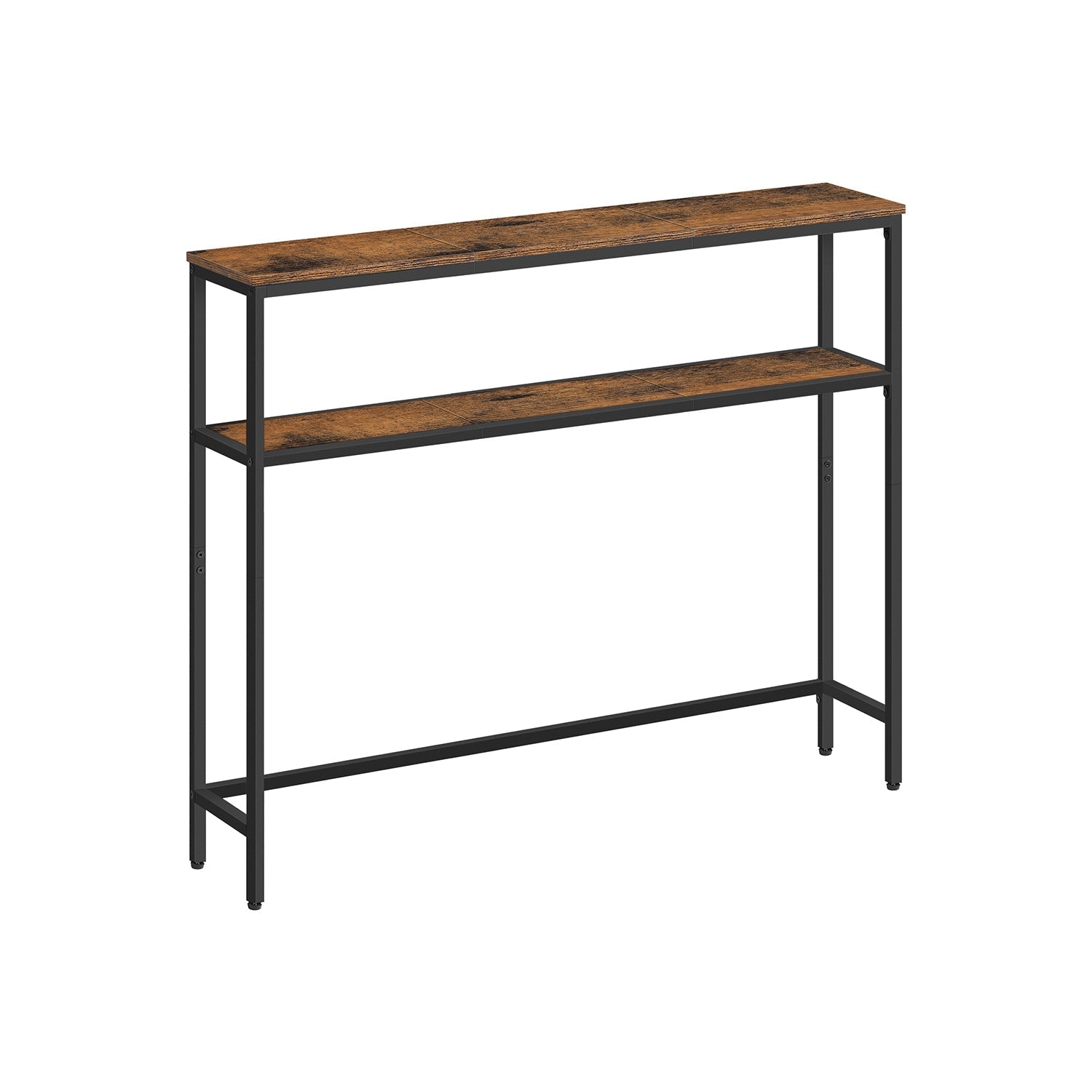 Console Table - Wood - Rustic Brown - 2-Tier Design with Shelves