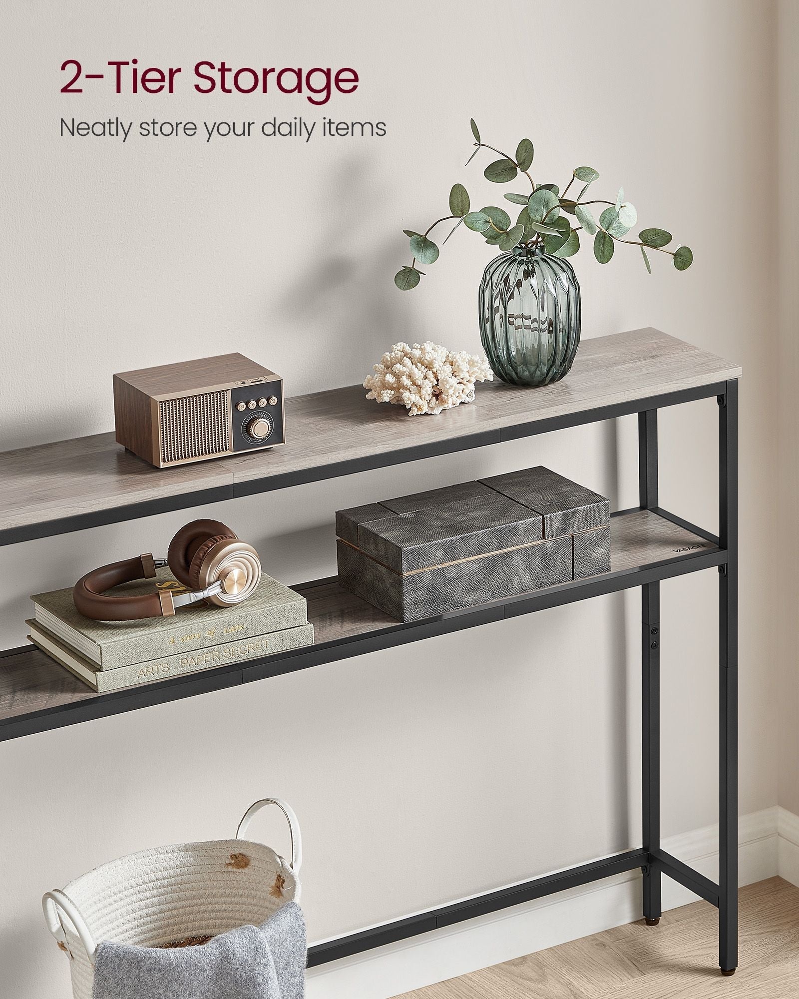 Console Table - 2-Tier Design - Engineered Wood - Heather Greige