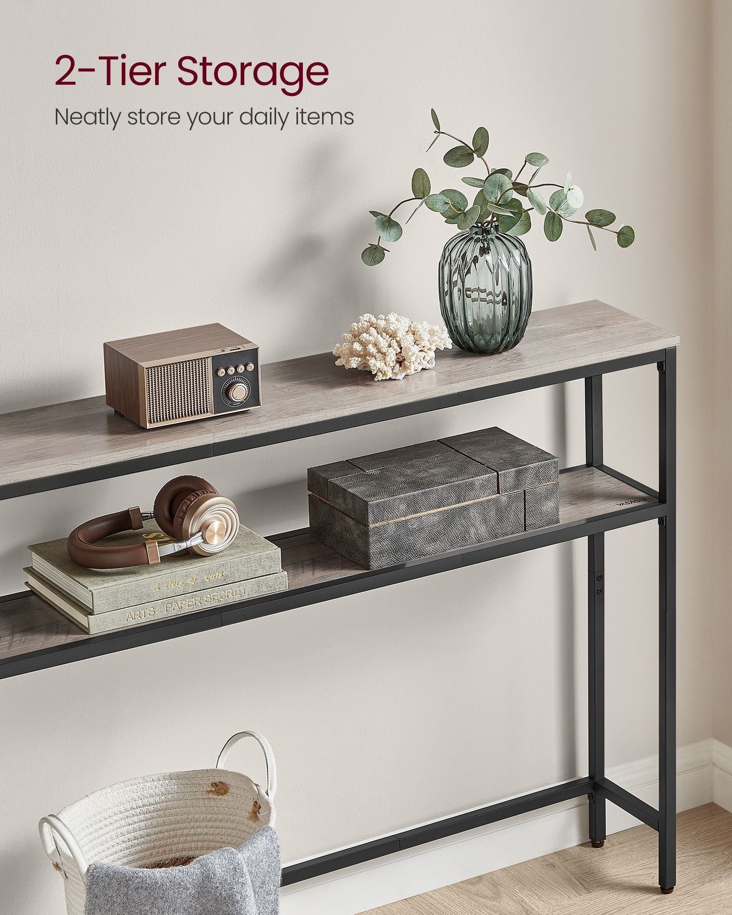 Console Table - 2-Tier Design - Engineered Wood - Heather Greige