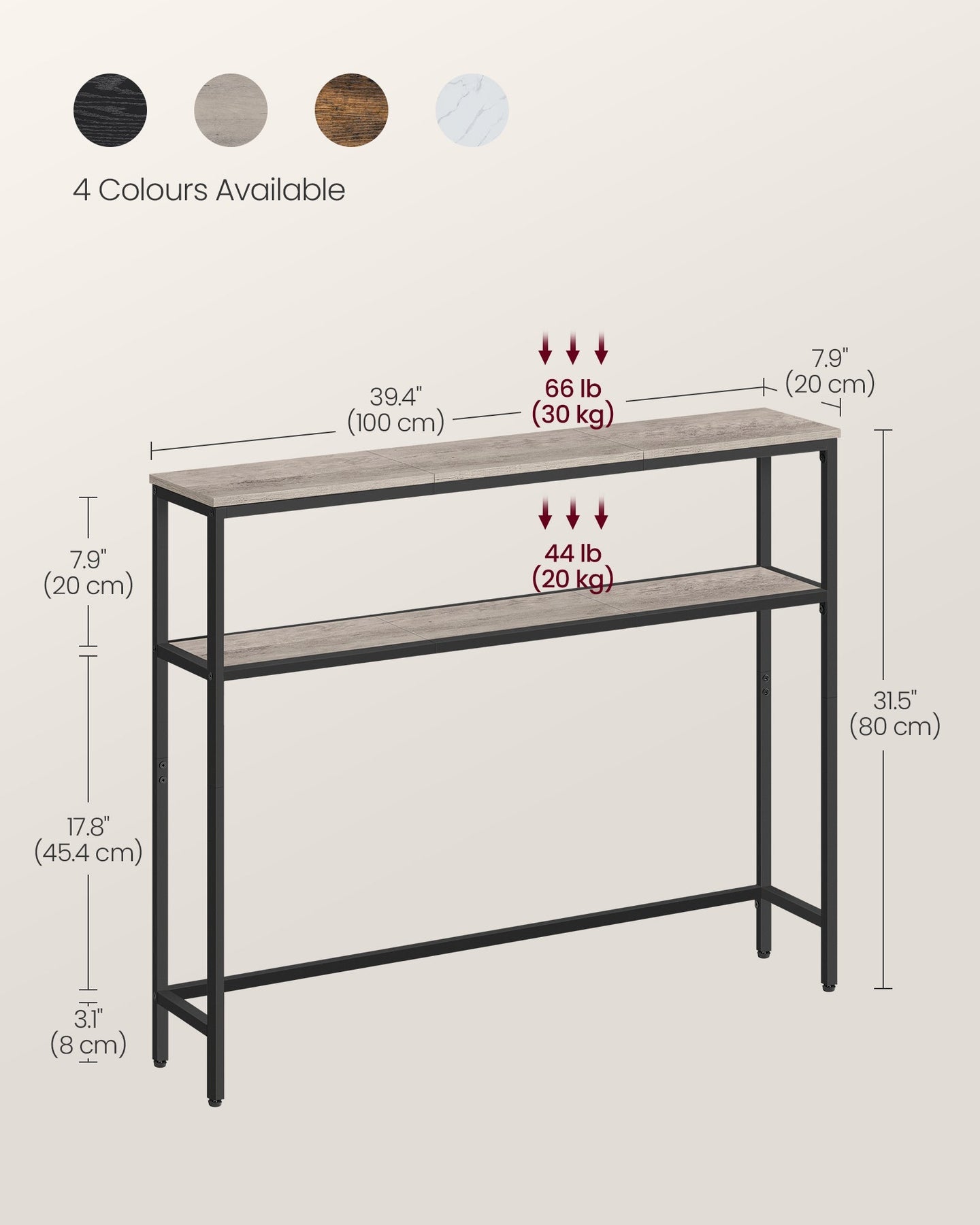 Console Table - 2-Tier Design - Engineered Wood - Heather Greige