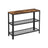 Console Table - Iron - Rustic Brown - Narrow Design with 2 Mesh Shelves