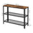 Console Table - Iron - Rustic Brown - Narrow Design with 2 Mesh Shelves