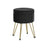 Round Storage Ottoman - Velvet - Ink Black - with Metal Legs
