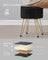 Round Storage Ottoman - Velvet - Ink Black - with Metal Legs