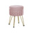Round Velvet Storage Ottoman - 4 Metal Legs - Jelly Pink - Versatile Stool for Living Room and Bedroom