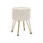 Round Storage Ottoman - Velvet - Cream White - Versatile Seating with 4 Metal Legs