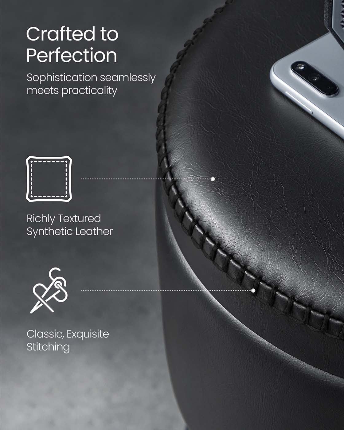 Storage Ottoman - Synthetic Leather - Ink Black