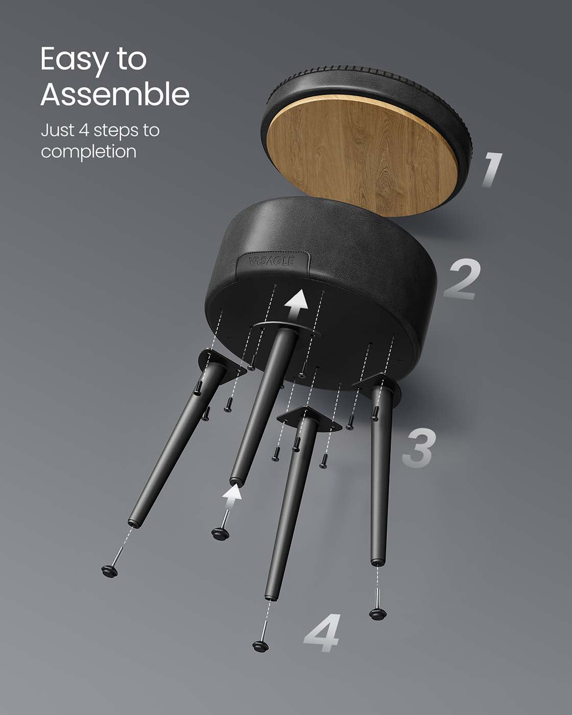 Storage Ottoman - Synthetic Leather - Ink Black