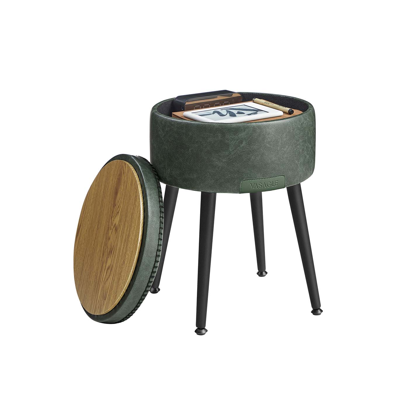 Storage Ottoman - Synthetic Leather - Round