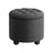Round Ottoman - Linen-Look Fabric - Dark Grey - Storage and Footrest Functionality