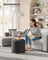Round Ottoman - Linen-Look Fabric - Dark Grey - Storage and Footrest Functionality