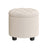 Round Ottoman - Linen-Look Fabric - Dark Grey - Storage and Footrest Functionality