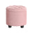 Round Ottoman - Linen-Look Fabric - Dark Grey - Storage and Footrest Functionality