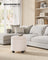 Round Ottoman - Linen-Look Fabric - Dark Grey - Storage and Footrest Functionality