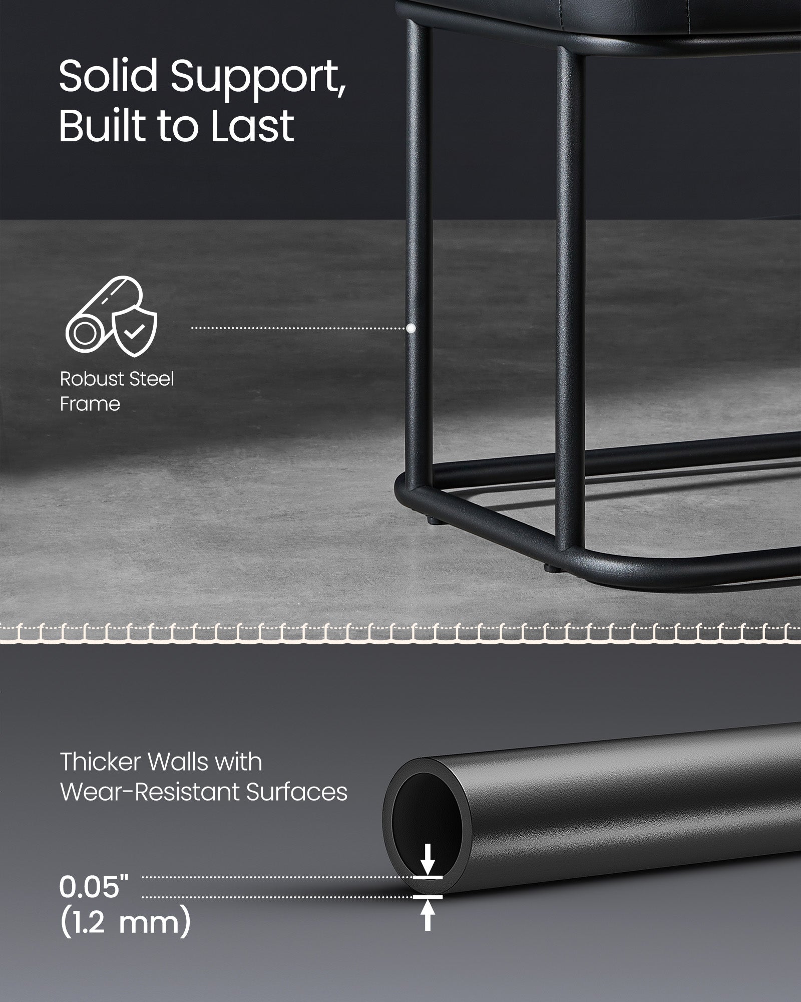 Ottoman Bench - Synthetic Leather - Ink Black - Max Load 300 kg