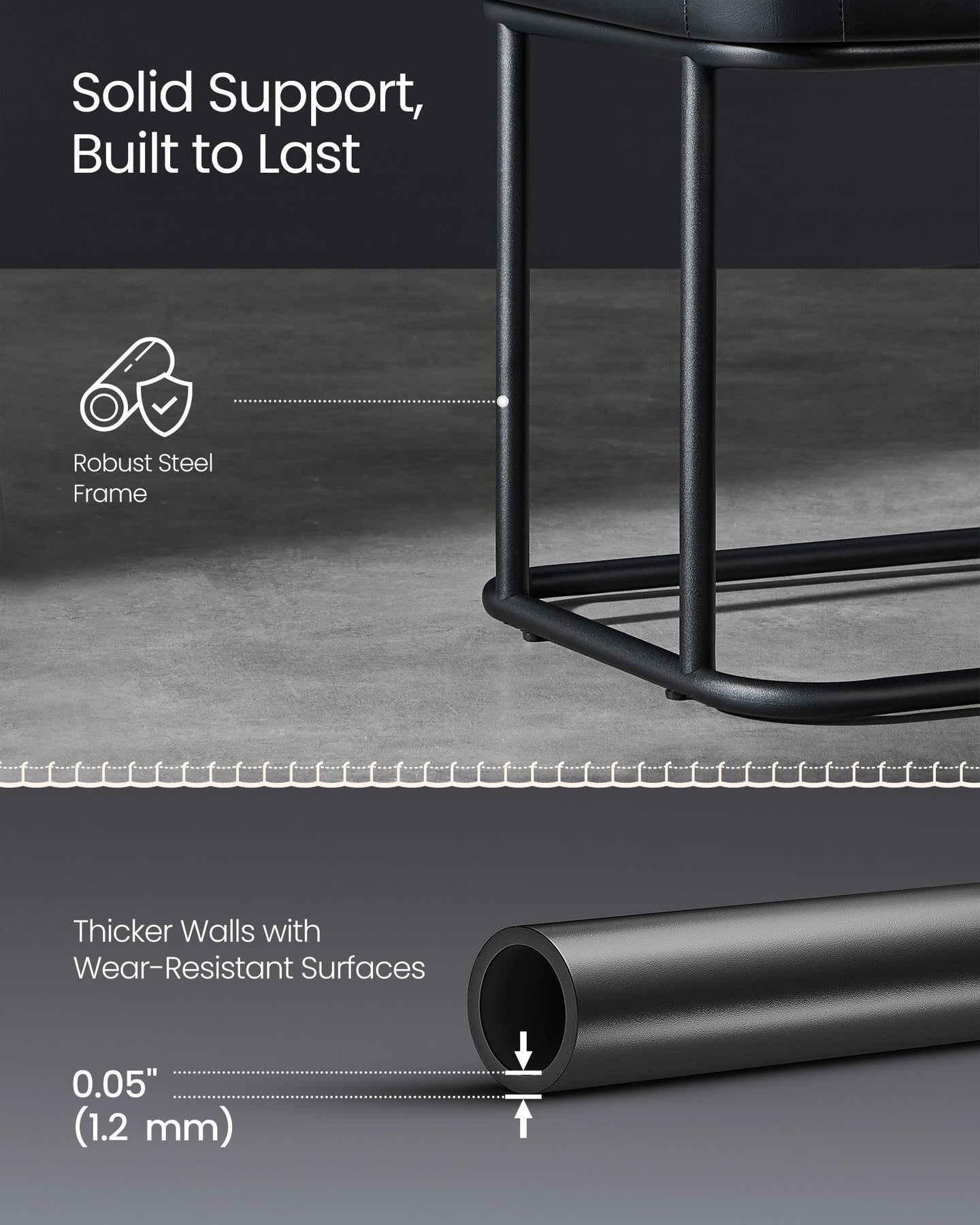 Ottoman Bench - Synthetic Leather - Ink Black - Max Load 300 kg
