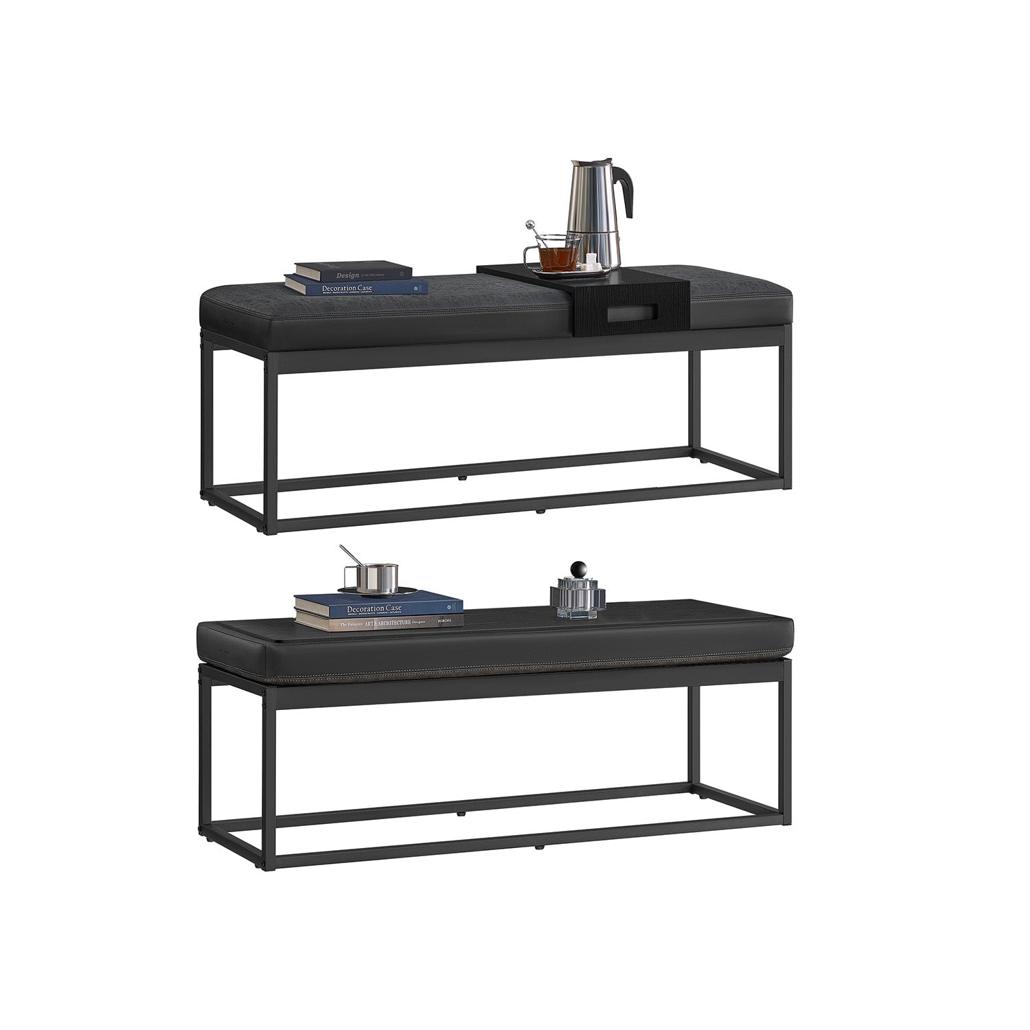 Ottoman Bench - Fabric - Ink Black - Stylish End of Bed Seating