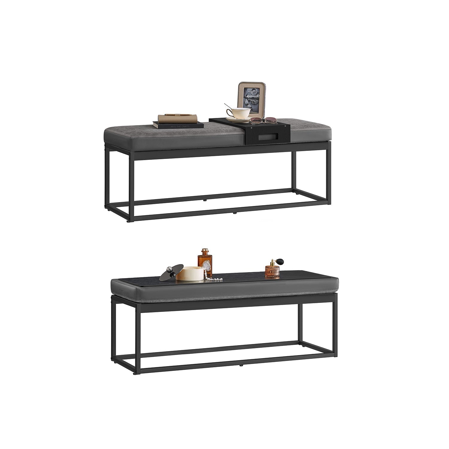 Ottoman Bench - Fabric - Dove Grey - Stylish End of Bed Seating