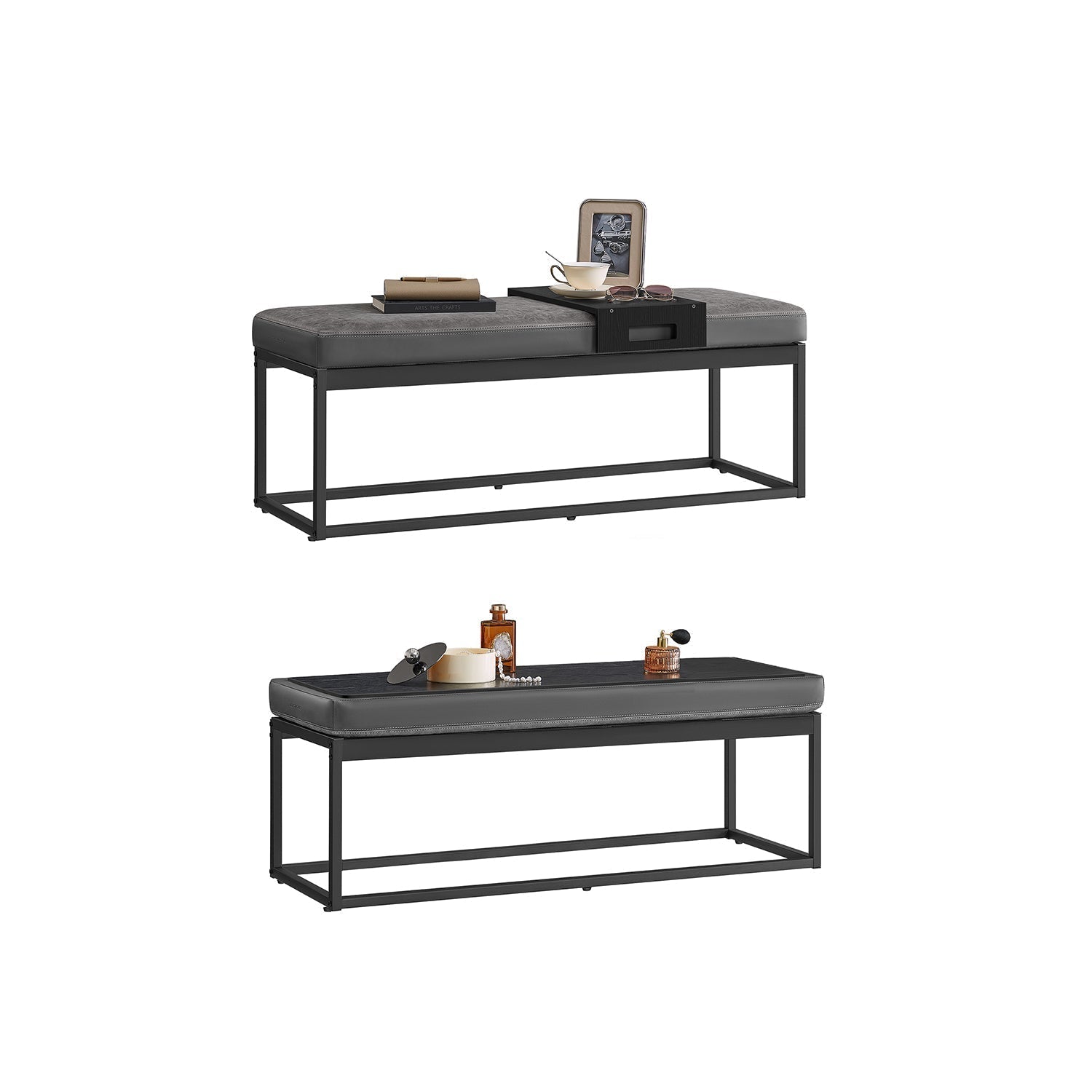 Ottoman Bench - Fabric - Ink Black - Stylish End of Bed Seating