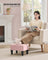 Ottoman Footstool - Velvet - Pastel Pink - Thick Cushion
