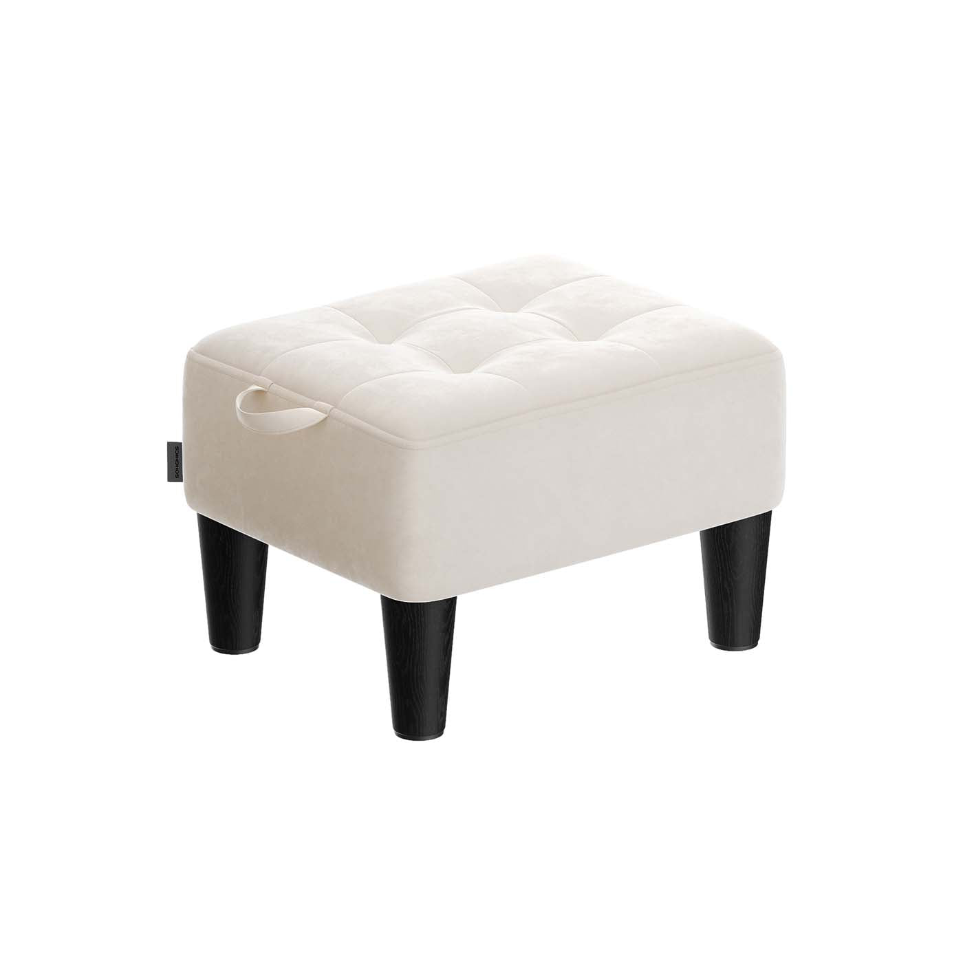 Velvet Ottoman Footstool - 150 kg Weight Capacity - Cappuccino Beige - Thick Cushion