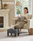 Ottoman Footstool - Linen-Look Fabric - Slate Grey and Ink Black - Thick Cushion